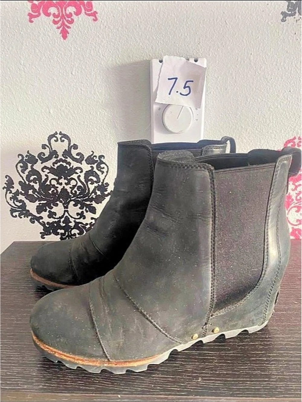 Sorel Joan of Arctic Wedge Chelsea Boot Black US 7.5
